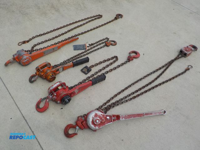 Lot 2-30200 - Lot of (4) com-a-long chain racheting tools. (2) 1 1/2 ton. (2) 3/4 ton. Brands are Harrington, Coff...