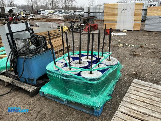 Lot 2-92824 - Lot of (11) 5 gallon buckets of cement with metal poles approx. 22” tall