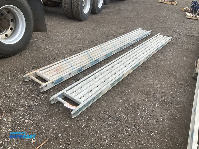 Lot 2-43710 - (2) Green Bull 12’L x 14”W aluminum planks / picks, used, each had a 500 lb capacity