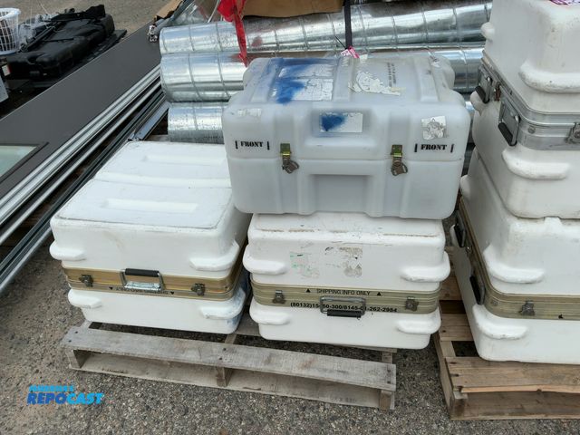 Lot 2-36503 - (3) white NAVY MILITARY HARD SHIPPING STORAGE CASES, sizes: 23”x16”x12”, and 23”x24”x15.5”H