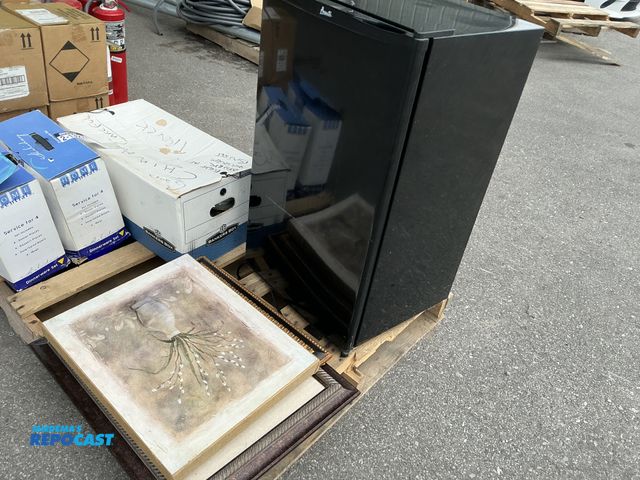 Lot 2-13269 - Lot of a Awanti mini fridge 18 1/2” x 17” x 32” model 322YW/323YB 115volt and some pictures and pict...