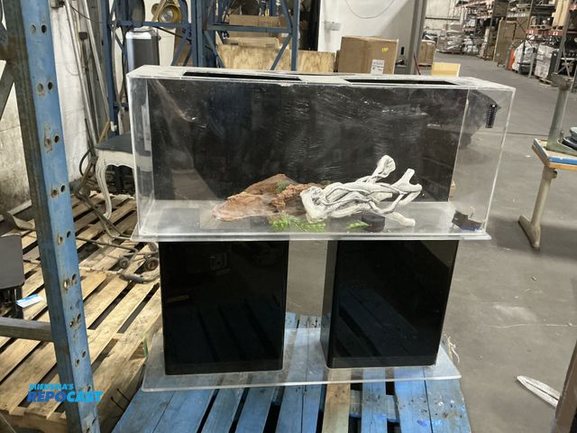 Lot 2-99508 - Clarity plus 55 gallon fish tank with acrylic base and decoration pieces