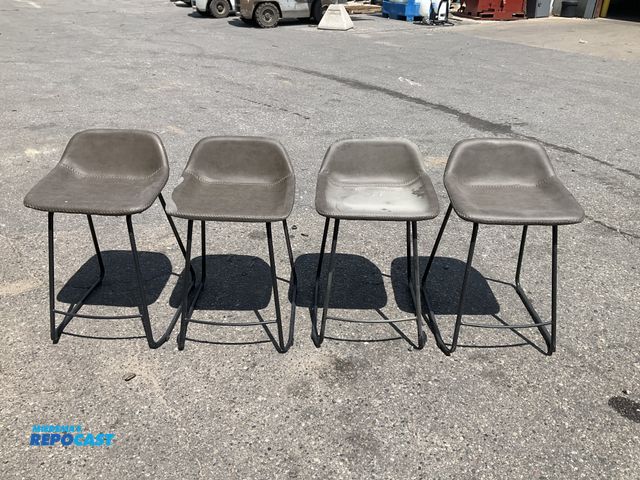 Lot 2-99126 - (4) Grey Leather 27.5” tall Barstools with Metal frame