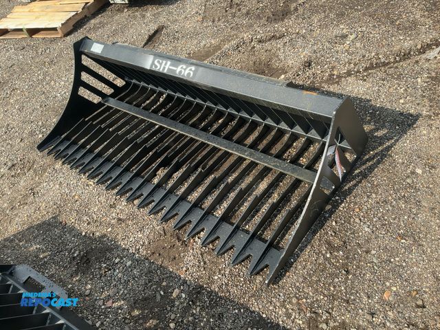 Lot 2-40967 - New Chery Industrial 66" Rock Bucket Skid Steer Attachment, Universal Quick Attach, Approx. 3” Tine ...