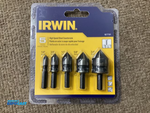 Lot 2-91291 - New Irwin 5 piece High Speed Countersink set. 1/4” to 3/4”. Tip is milled and precision ground to 82...
