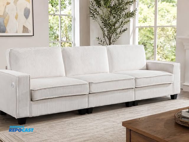 Lot 2-62816 - New white velvet couch furniture piece