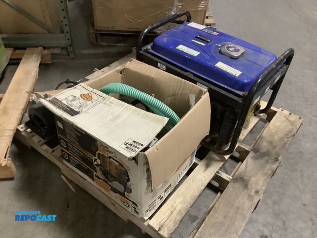 Lot 2-75479 - Miscellaneous skid lot including: water pump G0069170 CW10K 1”/30 GPM, Generac engine oil, spal EV.C...