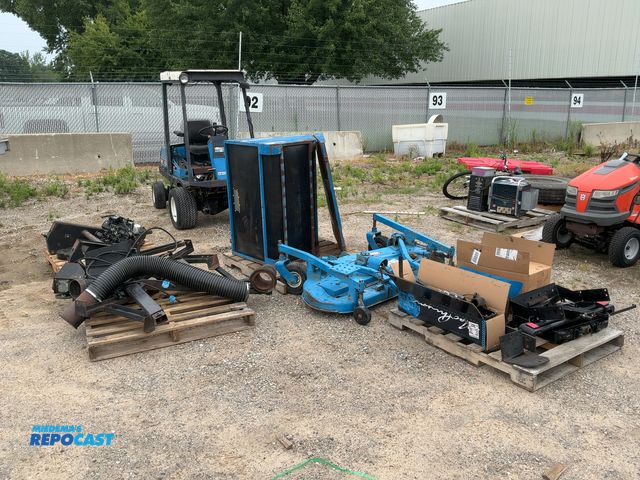 Lot 2-18288 - Ford CM224 Riding Lawn Mower with (5) Skids of Parts, including Deck, Engine Parts, Grass Catcher Pa...
