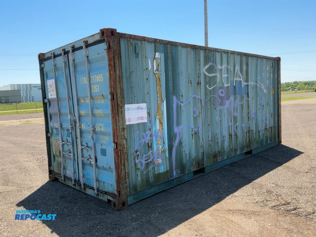 Lot 2-44077 - 20’ Shipping / Storage Container 8’ wide x 8’ 6” tall, swing doors on one end, wood deck, rings for ...