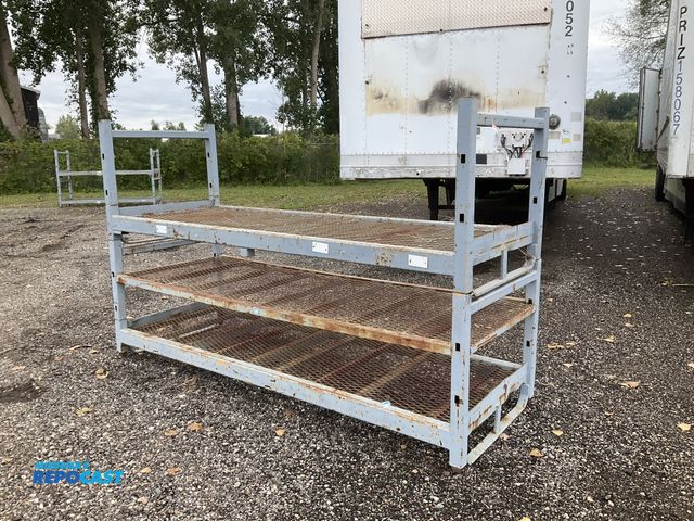 Lot 2-41647 - (2) stackable metal racks 108” x 39” x 34-1/2”T each, one has a full length and width shelf and both...