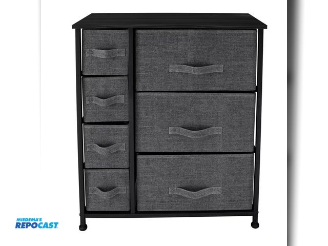 Lot 2-14989 - 7 drawer black metal tower cabinet organizer with canvas drawers model#W24-2242