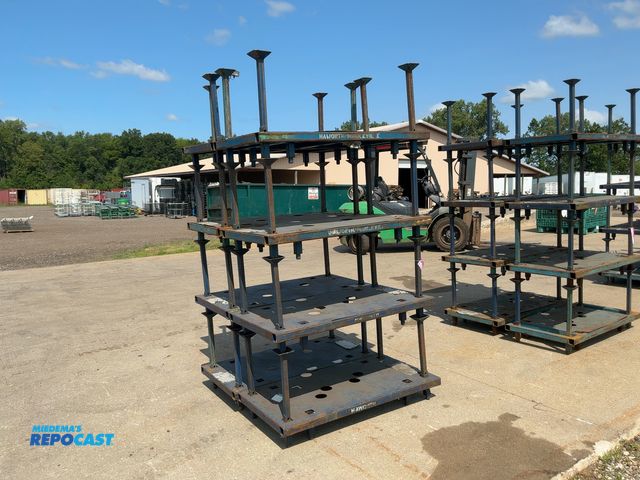 Lot 2-20624 - (8) Stackable Metal Skids, have removable 16" tall posts, 47-1/2"x25"
