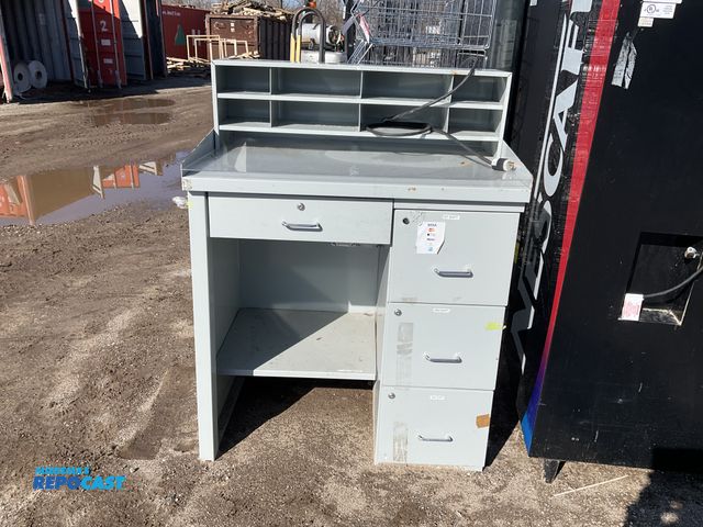 Lot 2-73028 - Work Desk with Filing Cabinets and Electrical Outlet 28”x52”x39”