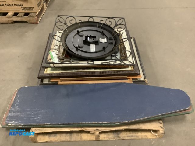 Lot 2-67023 - Pictures, Metal wall clock, and 2 wooden signs