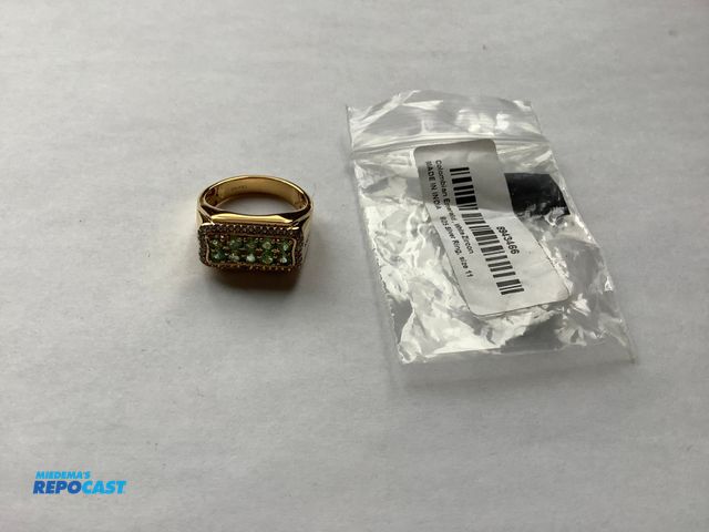 Lot 2-79947 - Colombian Emerald White Zirconium Ring, Size 11