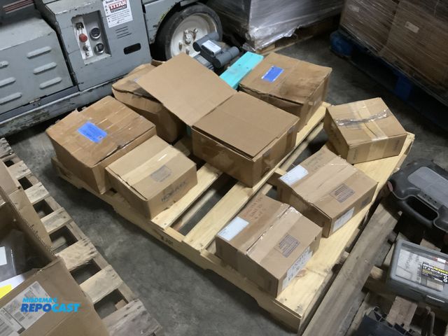 Lot 2-93384 - Lot of one EMG 110V motor, (2) Logitech MK120 plug and play USB combo keyboard and mouse, and variou...