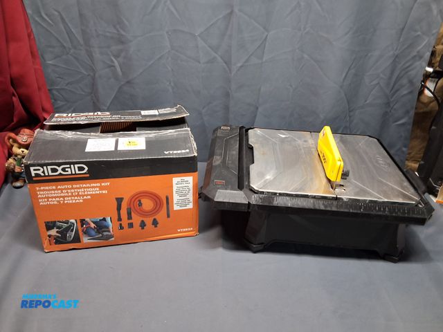 Lot 2-11406 - (1) RIDGID 7-PIECE AUTO DETAILING KIT AND (1) WET TILE SAW WITH TABLE