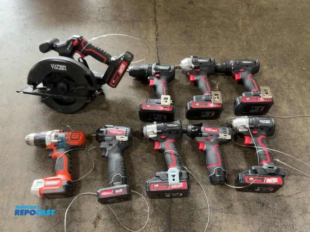 Lot 2-11574 - Lot of 1- hyper tough circular saw 7- hyper tough drills, 1- black &amp; decker drill, all battery p...