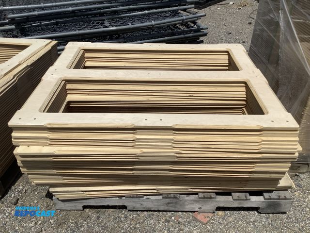 Lot 2-13577 - (34) camper window frames, each frame can fit 2 window's- full size: approx. 4’ x 40” x .5” thick, m...