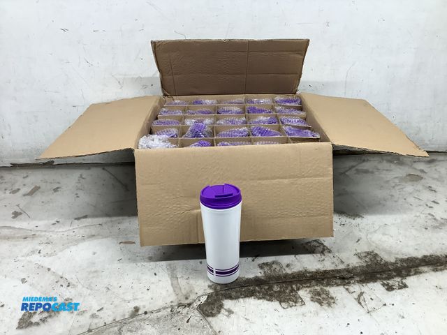 Lot 2-99146 - Lot of (25) new 16oz insulated purple coffee tumblers