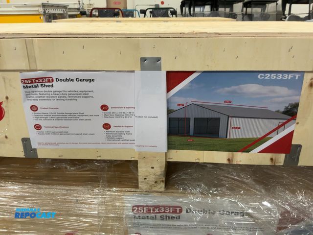 Lot 2-21933 - New SDLANCH 25’ x 33’ Double Garage Metal Shed, Model C2533FT, 292” Wide x 386” Long x 148” Tall Ove...
