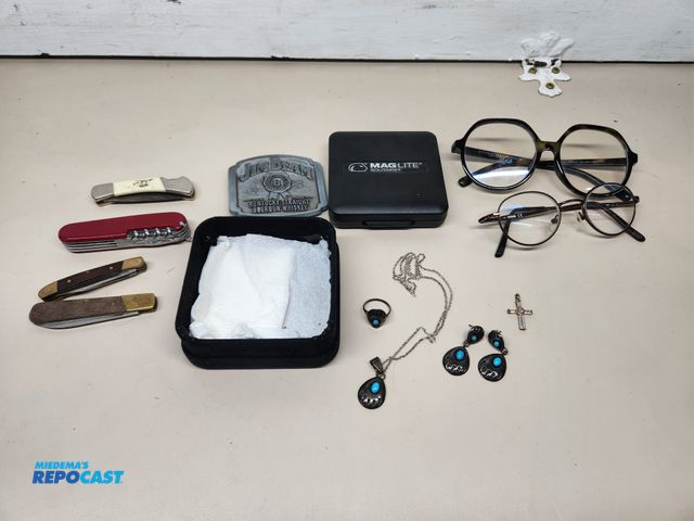 Lot 2-10731 - Lot of (1) Set of Sterling Silver Kathleen Chavez Turquoise Navajo Necklace, Earrings, and Ring, (1)...