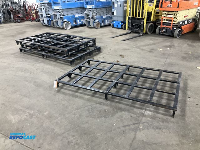 Lot 2-42878 - (6) metal skids/racks 78-3/4”W x 47-1/4” x 5-1/4”T each, 1” x 2” steel tube frames, used, some have ...