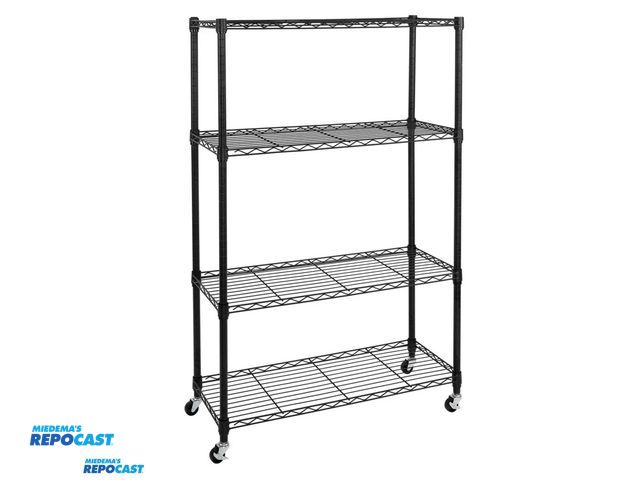 Lot 2-65817 - Seville SHE15380B Metal Home black 4-Tier Steel Wire Shelving
