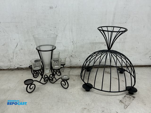 Lot 2-99511 - Lot of (2 metal decorative candle holders (missing some cups)