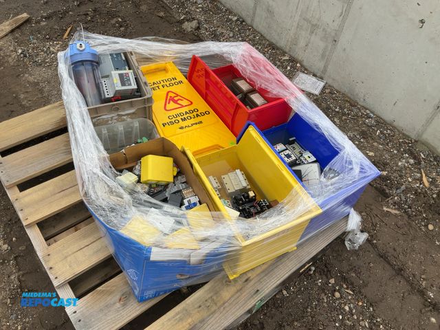 Lot 2-18534 - Skid Lot of Assorted Circuit Breakers and Wet Floor Signs