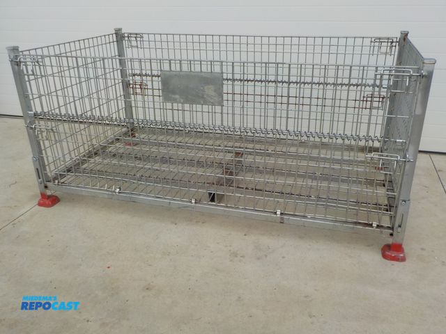 Lot 2-30270 - Large industrial steel fold down basket, collapsable. 79" w  x 43" d x 36" h.