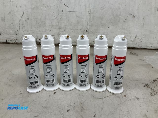 Lot 2-99053 - (6) Makita 194683-7 100ml hammer bit grease bottles