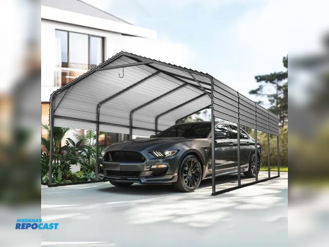 Lot 2-93090 - Mars Explo 10' x 15' Metal Carport Black Model: ME181021