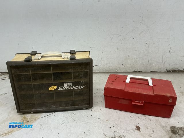 Lot 2-19553 - Two used plastic tackle boxes - full of hard plastic lures