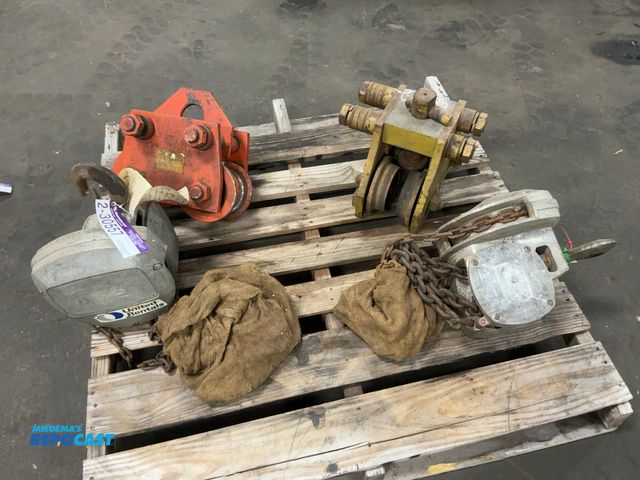 Lot 2-30557 - (2) CM 1-1/2 Ton Manual Chain Hoists with (2) I-Beam Trolleys
