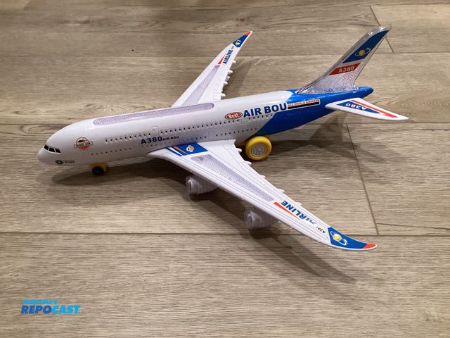 Lot 2-63231 - New toy airplane. airlines Air Bus A380. Flashing lights, sounds. Bumps off furniture and turns arou...