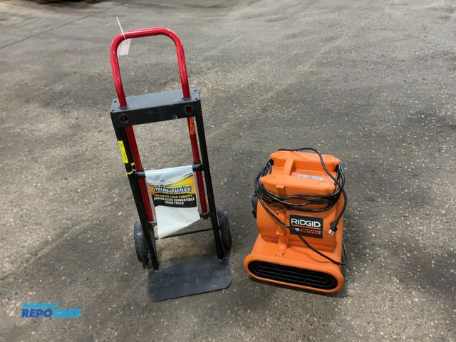 Lot 2-21534 - Lot of (1) Milwaukee Junior Elite Convertible Hand Truck and (1) Ridgid Air Mower, non-working, moto...