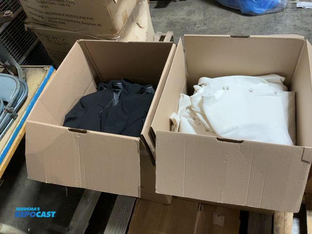 Lot 2-91305 - (2) Large Boxes of Assorted Black or White Suit Coats