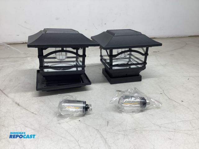 Lot 2-93552 - 2 Edison  Slate black davinci lighting Solar outdoors post cap lights LED lights for patio posts
