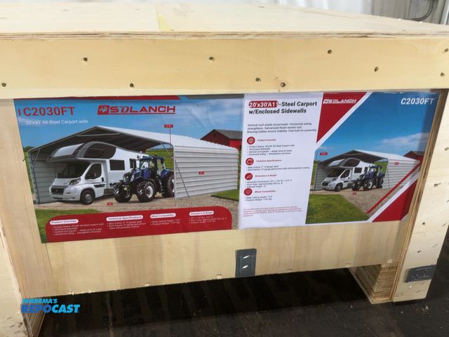 Lot 2-40743 - New SDLANCH 20’x30’ All-Steel Carport with 10’ Enclosed Sidewalls, 12’6” Tall, 10’ Sidewall Height, ...