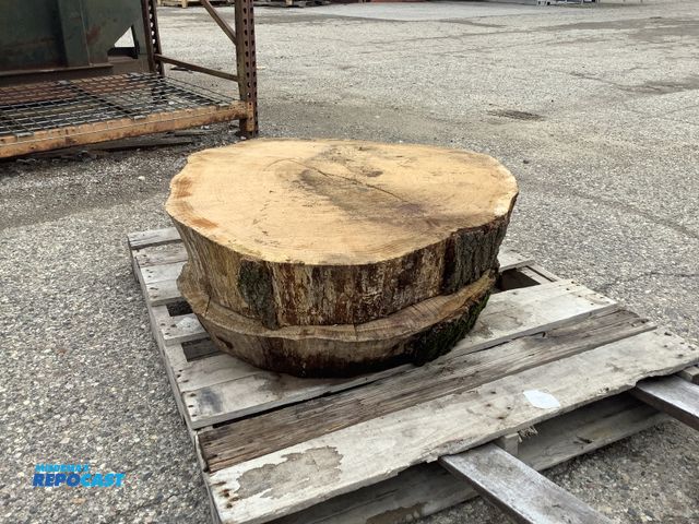 Lot 2-93334 - Lot of (2) Large Rough Wood Cookies, Both Measuring Around 32-35”D x 5-7” Thick