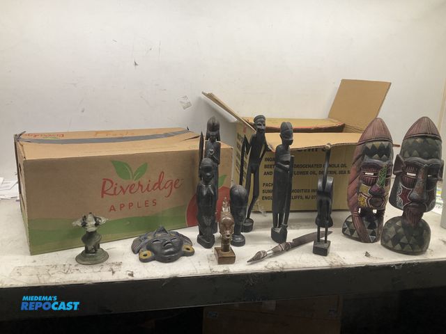 Lot 2-15659 - 2 Boxes of Wood Native American Statues and Trinkets and other Figurines