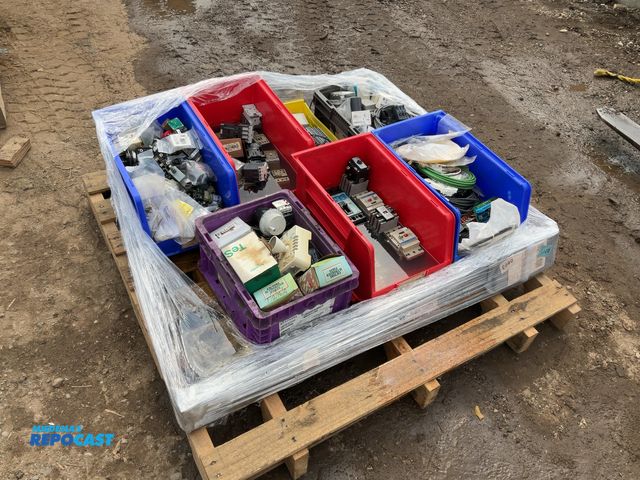 Lot 2-18529 - Skid Lot of Assorted Circuit Breakers, Motherboards, Cable, and Other Industrial Electronics