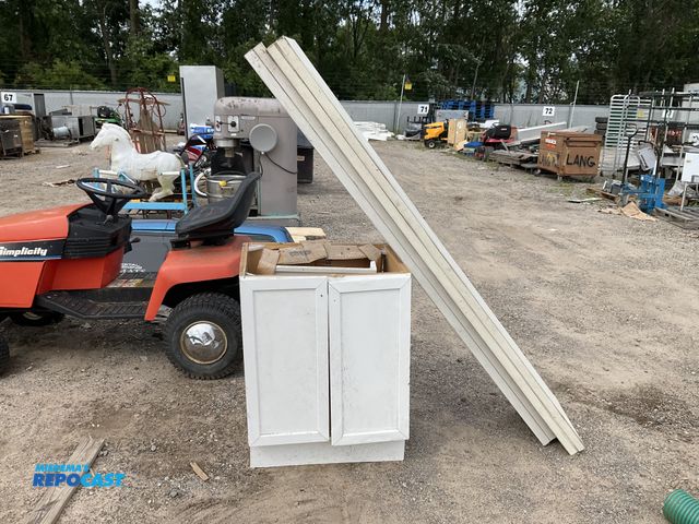 Lot 2-96127 - White Wooden Glacier Bay Cupboard with Sink and (2) White Wooden Bifold Closet Doors