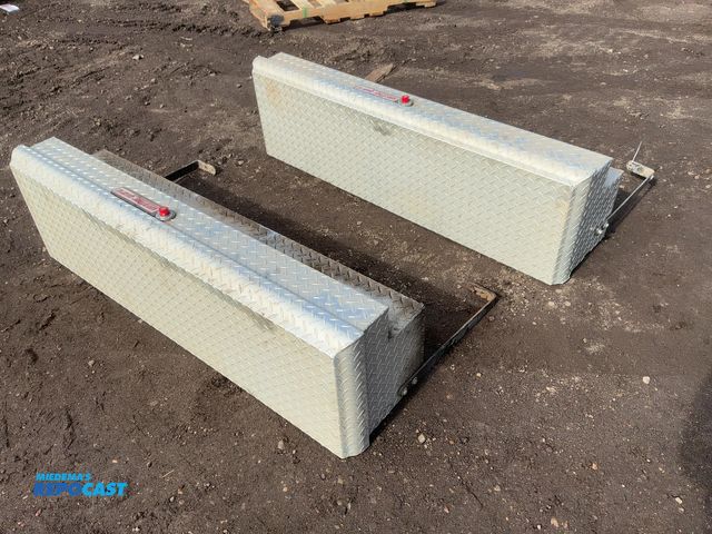 Lot 2-42437 - (2) Weather Guard 56” Aluminum Toolboxes for Sides of Pickup Box, approx. 13”x16”, have brackets