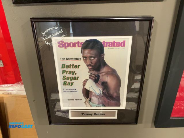 Lot 2-53296 - Framed “Better Pray, Sugar Ray” Thomas Hearns Autographed Sports Illustrated Cover, 12-1/8” x 14.25”