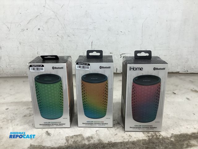 Lot 2-35991 - (3) iHome Bluetooth color changing wireless speaker