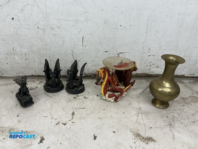 Lot 2-75404 - Candlestick Holders, a Vase, and a small Dragon Statue