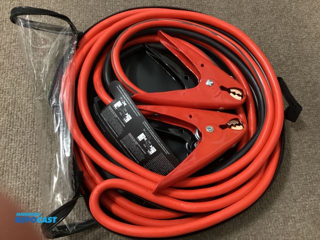 Lot 2-77659 - New New Booster Cables in carry case. 2 Gauge 16 feet 400 AMPS. Color coded, copper coated jaw clamp...