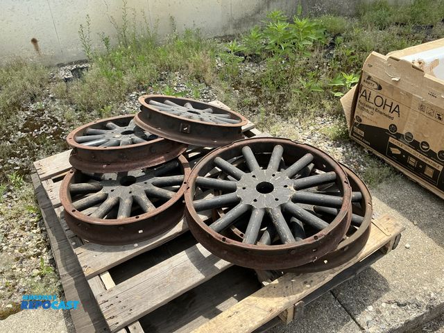 Lot 2-75958 - Skid lot of various size model-T wooden wheels